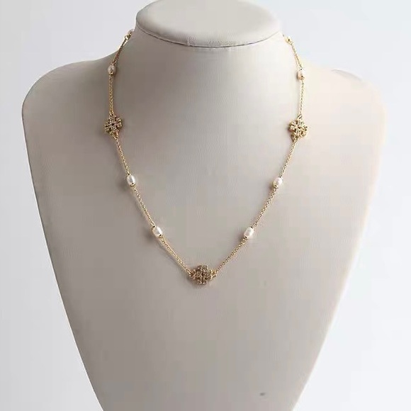 Tory Burch Gold Kira Pearl-Chain Necklace - Picture 8 of 10